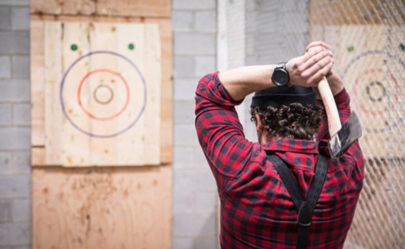 Person axe throwing