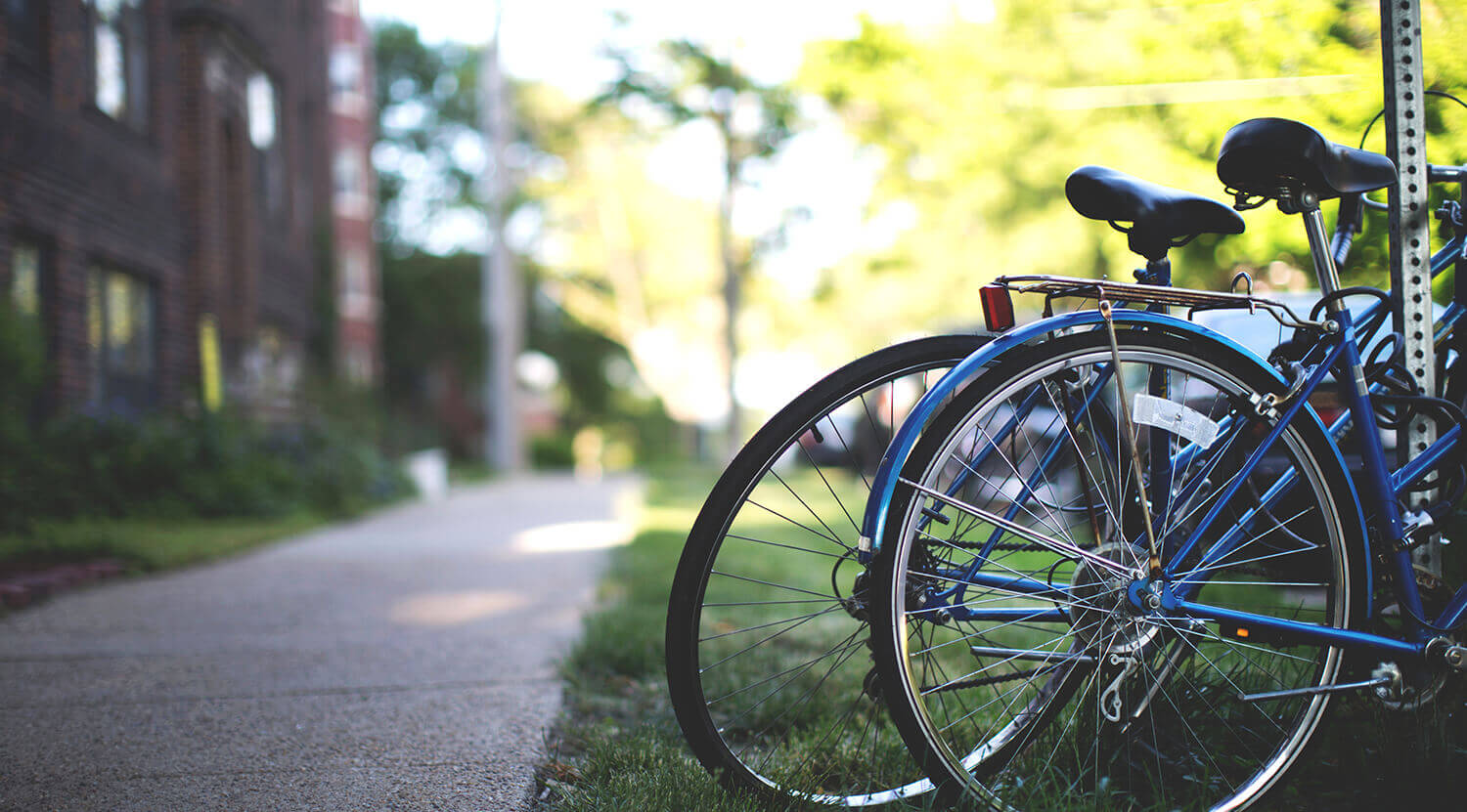 Two bicycles and a bike trail