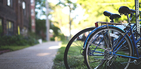 Two bicycles and a bike trail