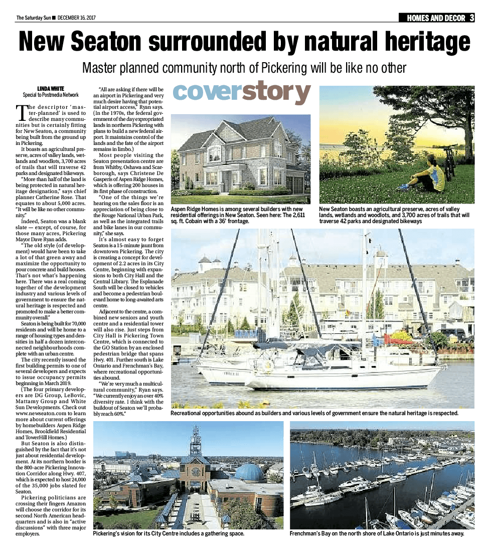 New Seaton - New Seaton Featured In The Toronto Sun