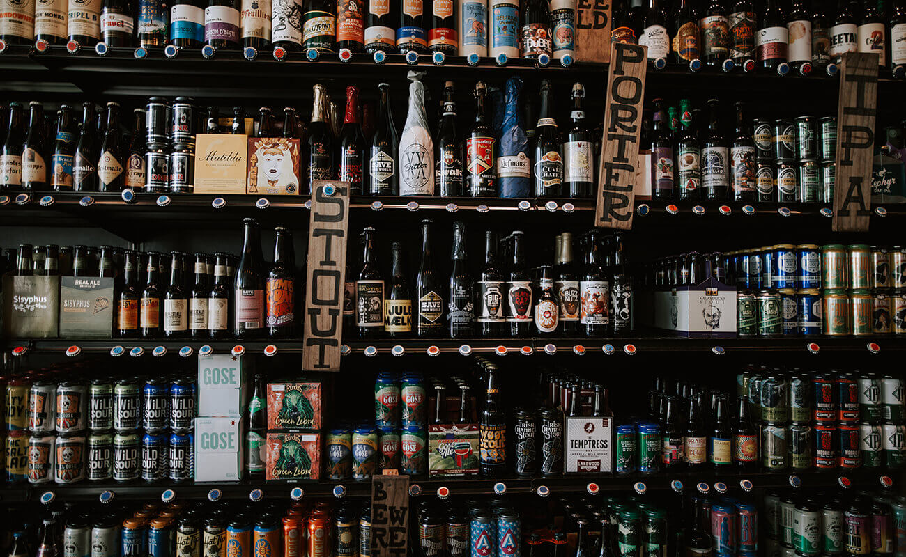 Shot of various different alcoholic beverages