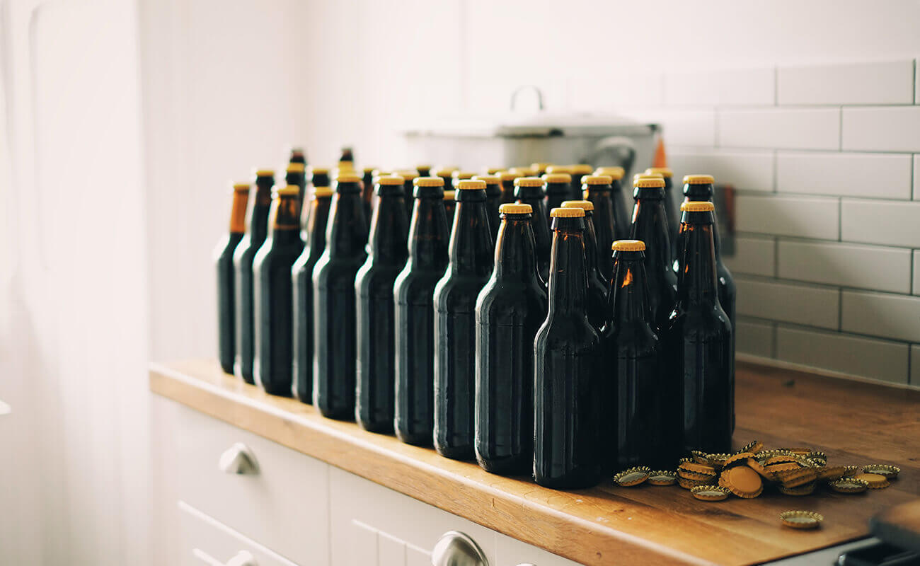 A batch of beer bottles